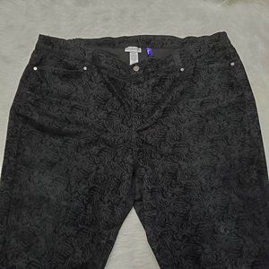 Catherines Plus Size Flocked Black Jeans, 24W